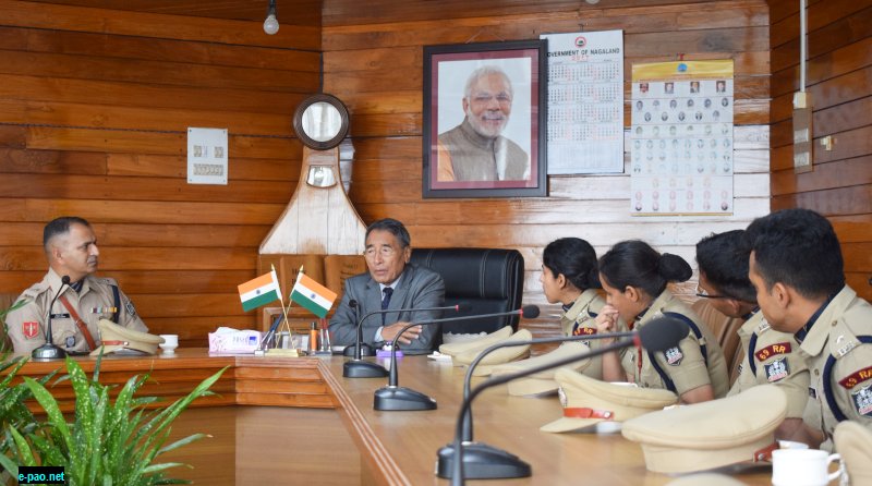 Nagaland Chief Minister, Dr. Shrhozelie Liezietsu interacting with the Probationers from SVP, National Police Academy, Hyderabad at his Civil Secretariat Office on 3rd July, 2017 