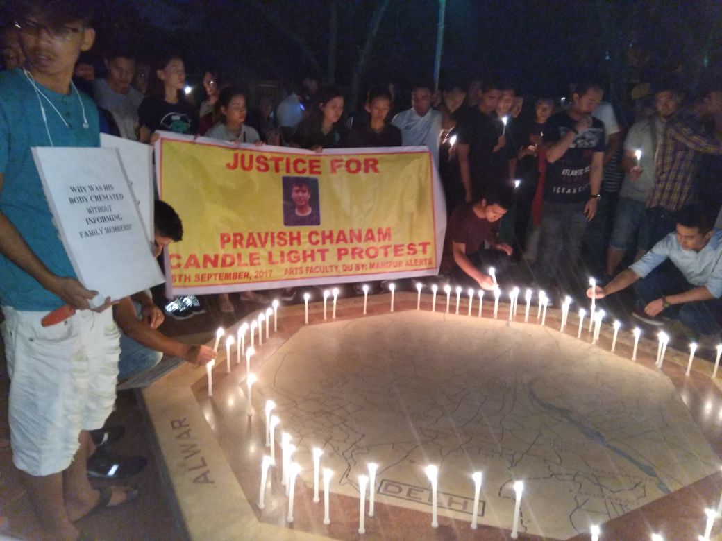 Candle light protest for Pravish Chanam at New Delhi on  September 15, 2017 