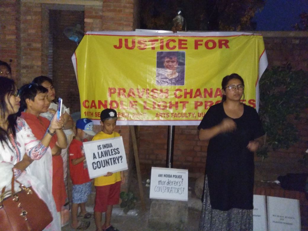 Candle light protest for Pravish Chanam at New Delhi on  September 15, 2017 