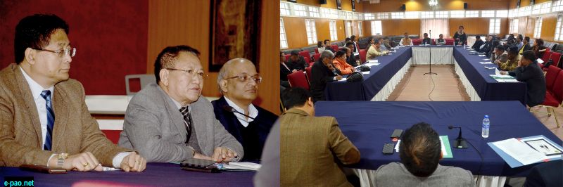 Senior Government Officers along with Chief Minister, TR Zeliang; C. Apok Jamir, Parliamentary Tourism; Dr. N. Nicky Kire, Minister for Roads & Bridges and Chief Secretary, Pankaj Kumar at the discussion at State Banquet Hall, Kohima
