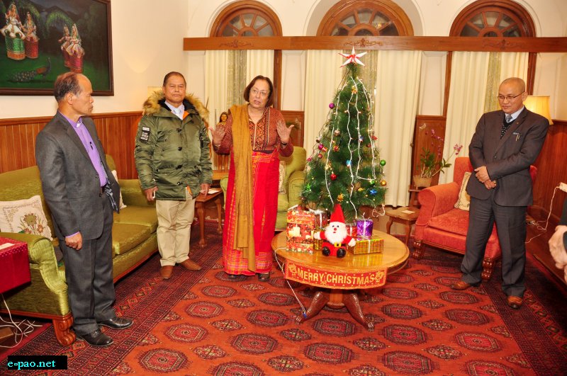 City Church, E.C.A, New Lambulane, Imphal presenting Christmas Carol to Dr. Najma Heptulla,  Governor of Manipur at Raj Bhavan  on 23 December, 2017 