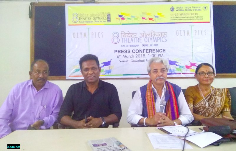 (L-R) Nuruddin Ahmed, Baharul Islam, Pranjal Saikia and Purnima Saikia at the press conference regarding 8th Theatre Olympics to be held in Guwahati from March 11-25