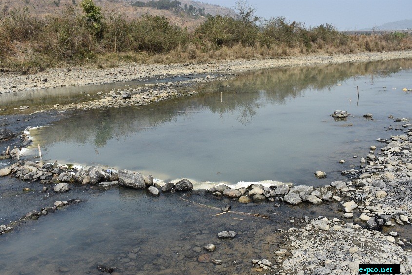 The middle of Thoubal River in Tumukhong, and the current mechanism to accumulate water 