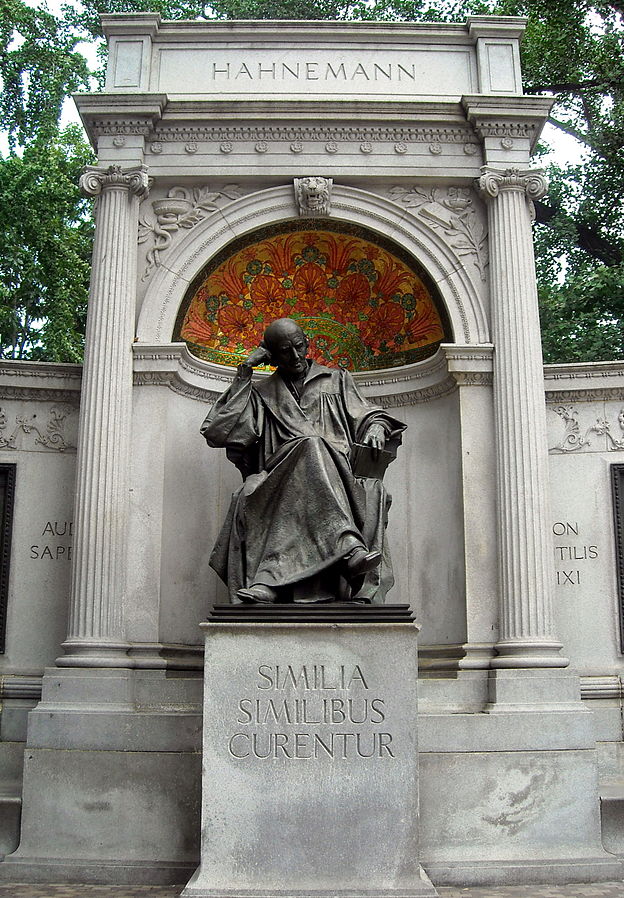The Samuel Hahnemann Monument located at Scott Circle in Washington, D.C. Designed by Charles Henry Niehaus and Julius F. Harder in 1900, the Classical Revival monument is listed on the National Register of Historic Places