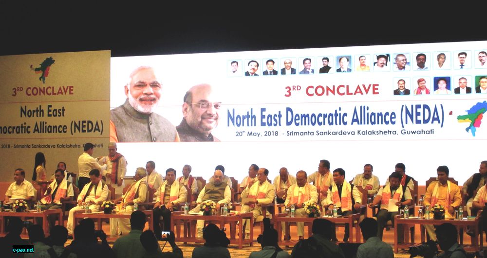 3rd Conclave of the North East Democratic Alliance at the Srimanta Sankaradeva International Auditorium in Guwahati on May 20, 2018 