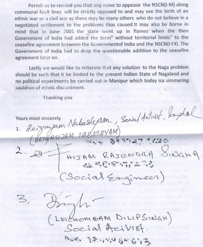 Letter to Prime Minister Narendra Modi on ongoing Naga Peace Talks