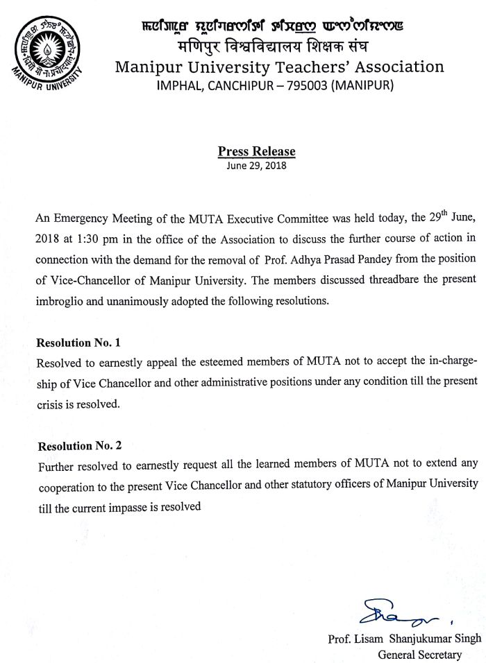 No co-operation to Vice-Chancellor of MU : MUTA