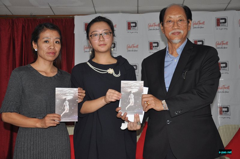  Nagaland CM Neiphiu Rio with author Vingunuo Talie (Centre) and publisher Vishu Rita Krocha after releasing the book 'I Have A Dream'  