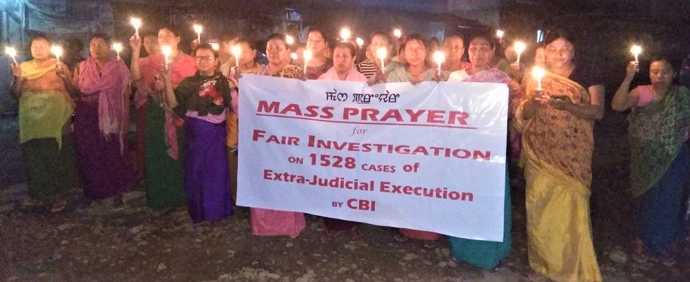 Candle light Prayer at Konsam Leikai for fair investigation of the 1528 cases of fake encounter by the CBI  on 4th June, 2018