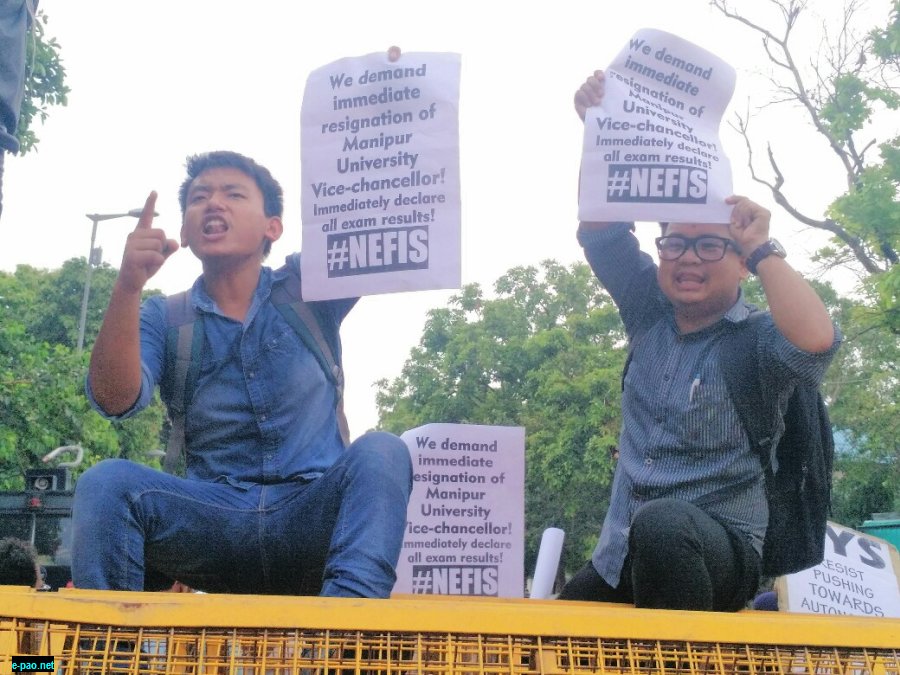 Protests against MHRD at New Delhi on Manipur University VC  on July 18th, 2018  