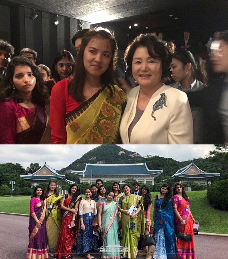 Terirama Thingujam among the 15 Indian students met first lady of South Korea on  July 4, 2018 