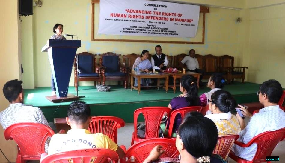  Ms. Aram Pamei Co-Chairperson CCDD  sharing at HRD convention on 29 August 2018 at Manipur Press Club 