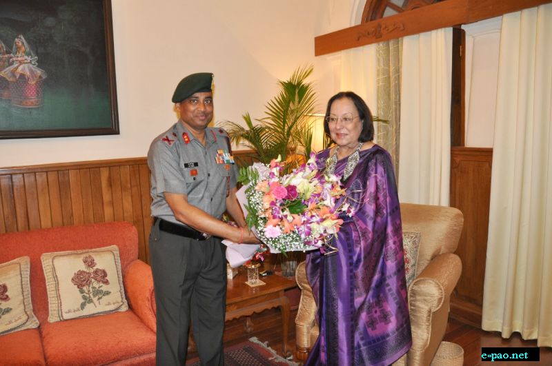 Major General K P Singh, YSM, Inspector General Assam Rifles called on Dr  Najama Heptulla, Governor of Manipur on 19th September
