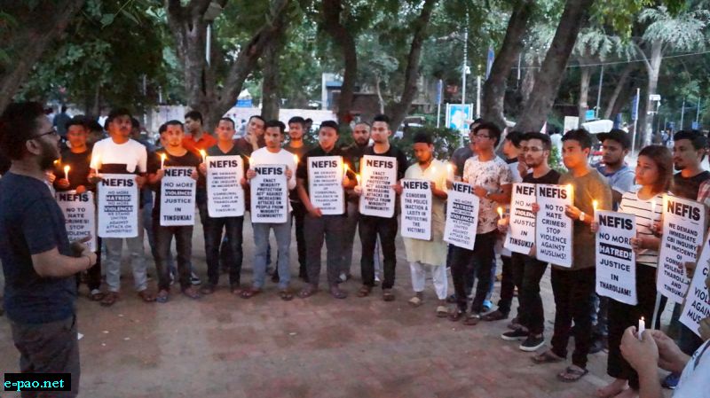 Candle Light Vigil at DU over lynching of youth in Manipur