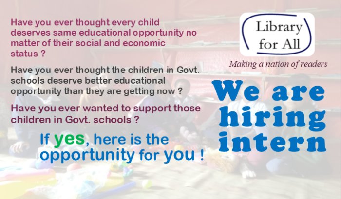  Calling for Interns in Imphal : Library for All 