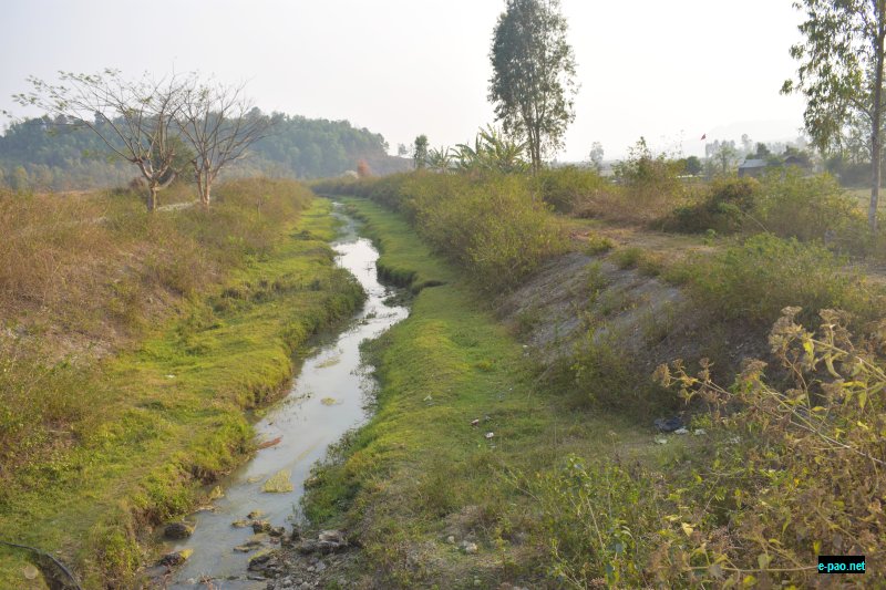 Canal stretch along Leirongthel Mamang,  with creaky walls, weedy shrunken bed by February, 2018  