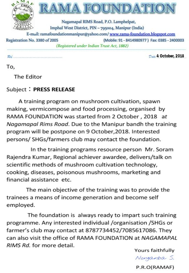  Training Program on Mushroom Cultivation 
