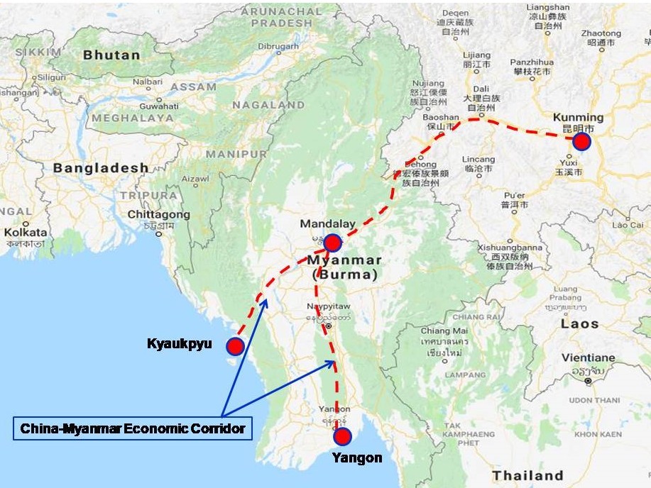  Fig. 1: Map showing the planned China-Myanmar Economic Corridor  