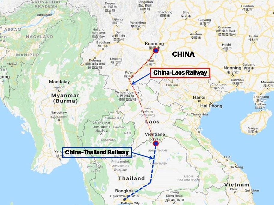  Fig. 2 China-Laos and China-Thailand Railways under construction 