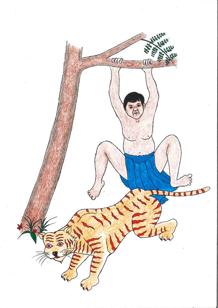  Man on tree and tiger 'Chayom Thupki' 