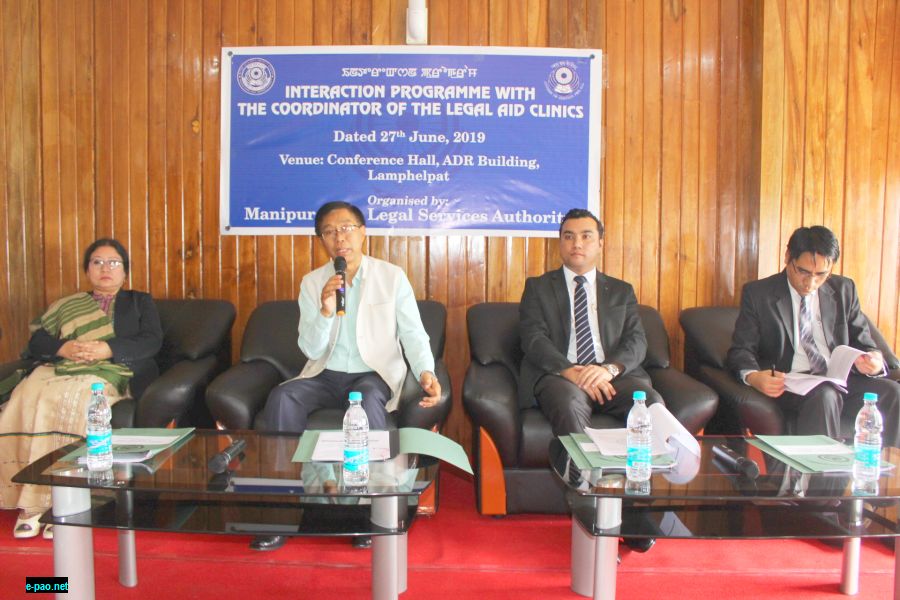 3 Hon'ble Mr. Justice Kh. Nobin Singh, Judge, High Court of Manipur & Executive Chairman, MASLSA addressing the participants during the Interaction Programme 