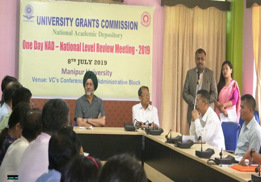  Vice Chancellor, Manipur University Shri Jarnail Singh, Dean of Physical & Mathematical Sciences Prof N. Rajmuhon, Dr. Nikhil Kumar from UGC and other delegates from Universities in Manipur & Nagaland in the NAD Review Meeting at VCs Conference Hall 