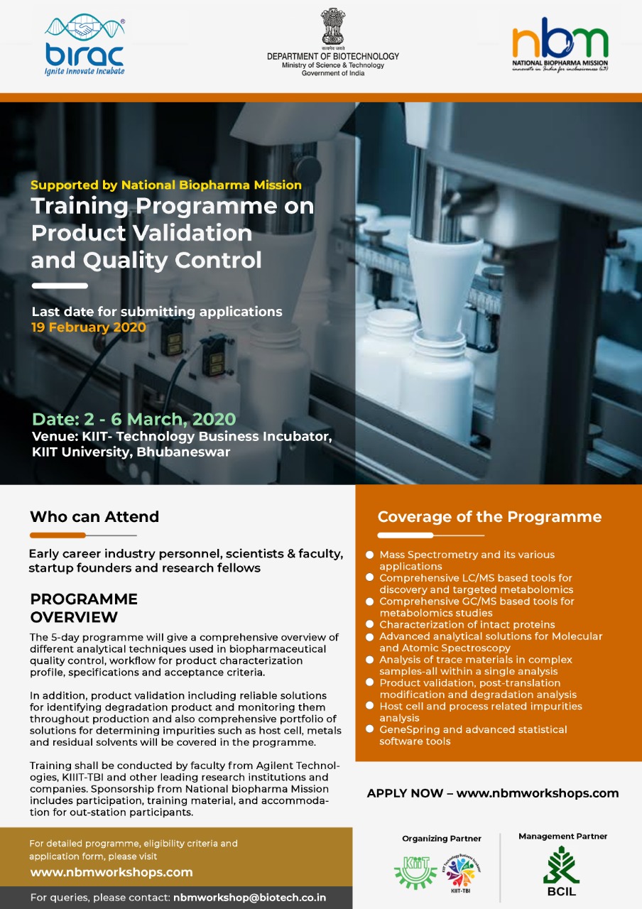   Product Validation and Quality Control  : Training Programs  