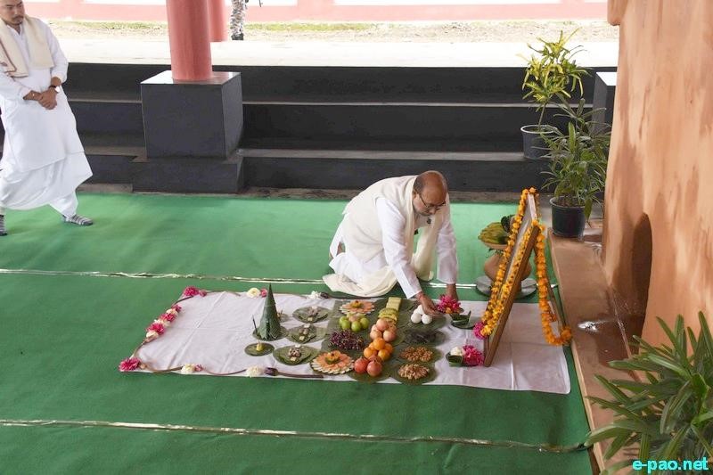   186th Death Anniversary of Maharaj Gambjir Singh was celebrated on January 9 2020 at his Samadhi in Langthabal. CM N Biren is seen offering flowers 
