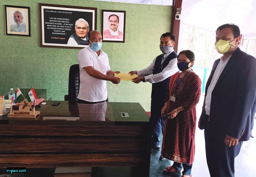  MWSAP handed over Rs. 75000/- to CM of Manipur on April 18 2020 