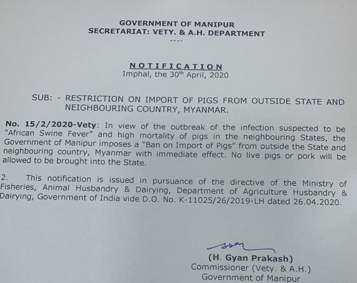  Violation of Wildlife Act and Ban on import of Pig 