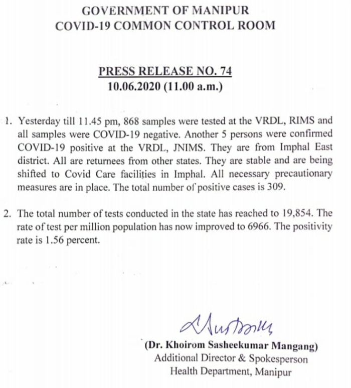   COVID-19: Status Update : 10 June 2020 