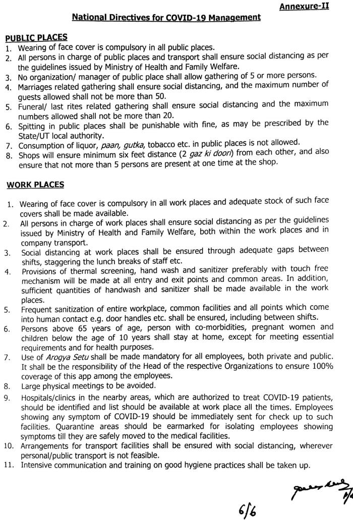  COVID-19: Lockdown 5.0  : Guidelines on activities permitted or prohibited : 01 June 2020 
