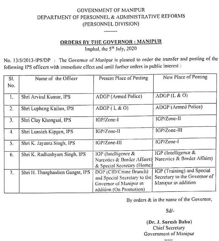  Reconstitution of Jurisdiction of Zones in Manipur 