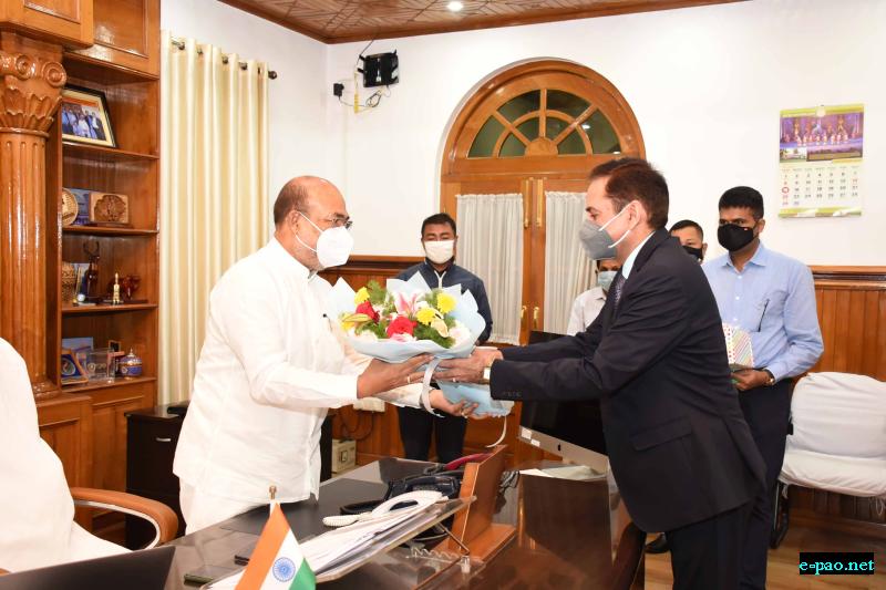  Sunil Sharma, General Manager NF (Northeast Frontier)  Railway (Const.) called on Chief Minister of Manipur, N Biren Singh at CM Office, Imphal on   09th November 2020 