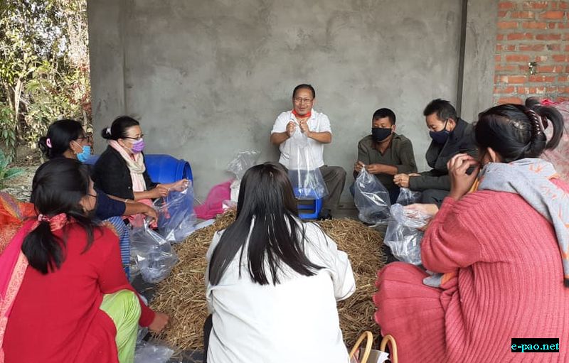 A mushroom training programme on cultivation of mushroom at Moirang Kampu on 27 January, 2021  