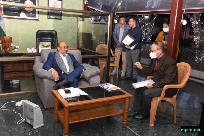 NEC (North East Council) Secretary meeting with CM Manipur on 08th Feb. 2021