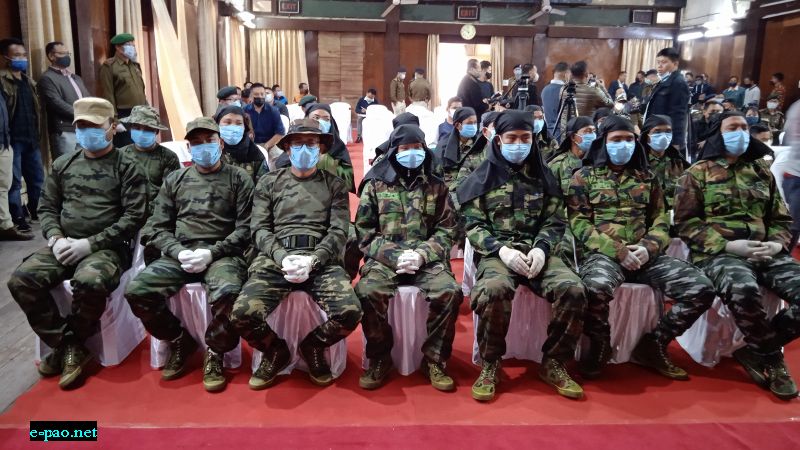  20 cadres of different outfits lay down arms before Govt  