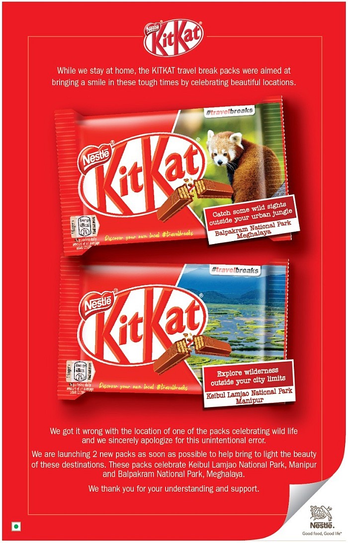  Apology statement from Nestle India (Kitkat)  