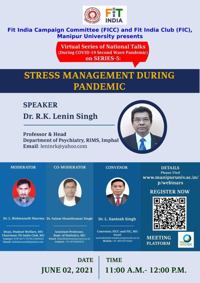  Virtual Series of National Talks : Stress Management during Pandemic 