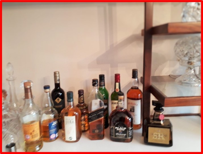 A few brands of whisky in my bar at home 