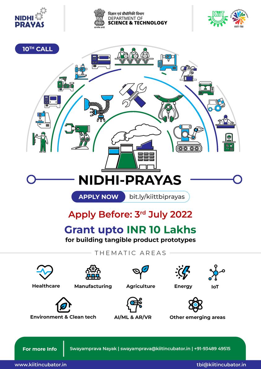  Call for prototype funding under NIDHI PRAYAS 