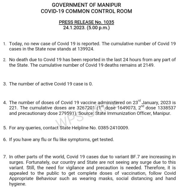   COVID-19: Status Update : 24 January 2023 