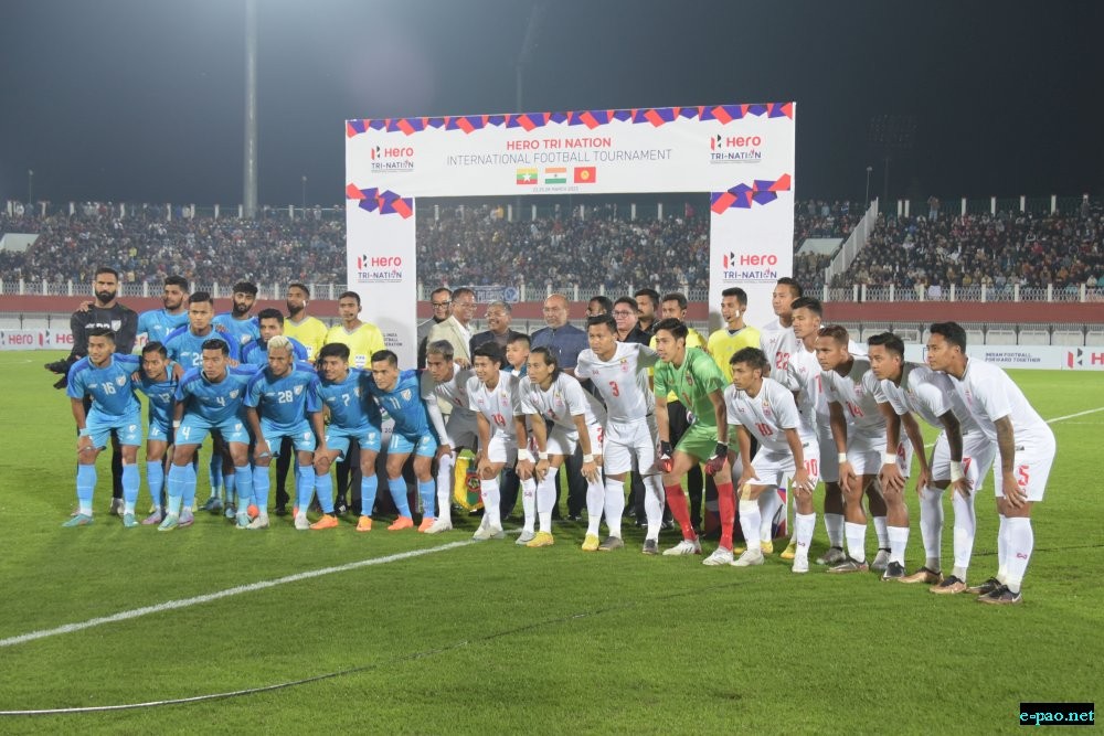   Indian National team and  Myanmar National team at Tri-Nation International Football Tournament 
