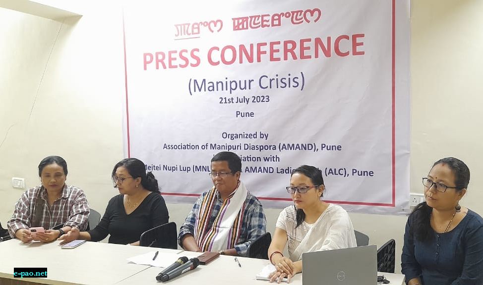  AMAND (Association of Manipuri Diaspora) Pune organized a press conference in Pune on 21 July 2023, 