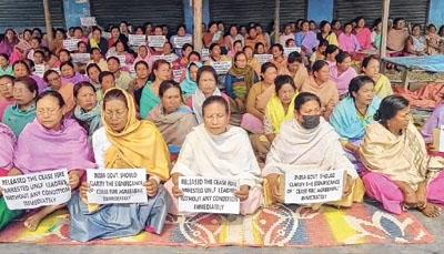 Protest against arrest of Pambei led UNLF cadres continues