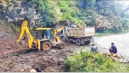 Goods flow cut off due to landslide at Phesama