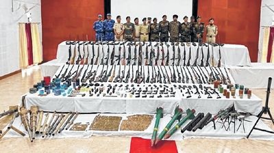 Arms, ammo, explosives impounded from hills