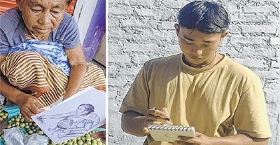Lad captures images of Imas on paper with pencil