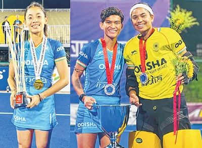 PHAM greets State hockey stars Kh Shileima, Bichu and Suman