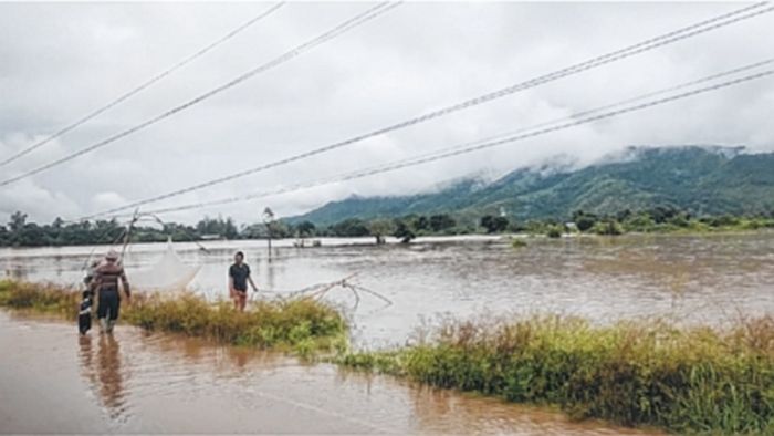 Paddy fields submerged at Thoubal, IE